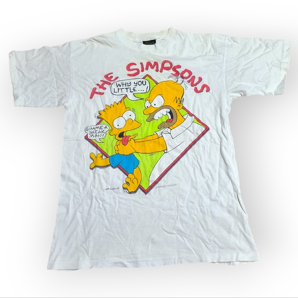 Vintage Other - Vintage 90s The Simpsons Mens L Bart & Homer T-Shirt Why you Little Made in USA